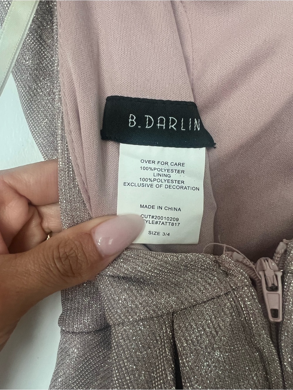 B. Darlin Dusty Rose Metallic Pleated Dress